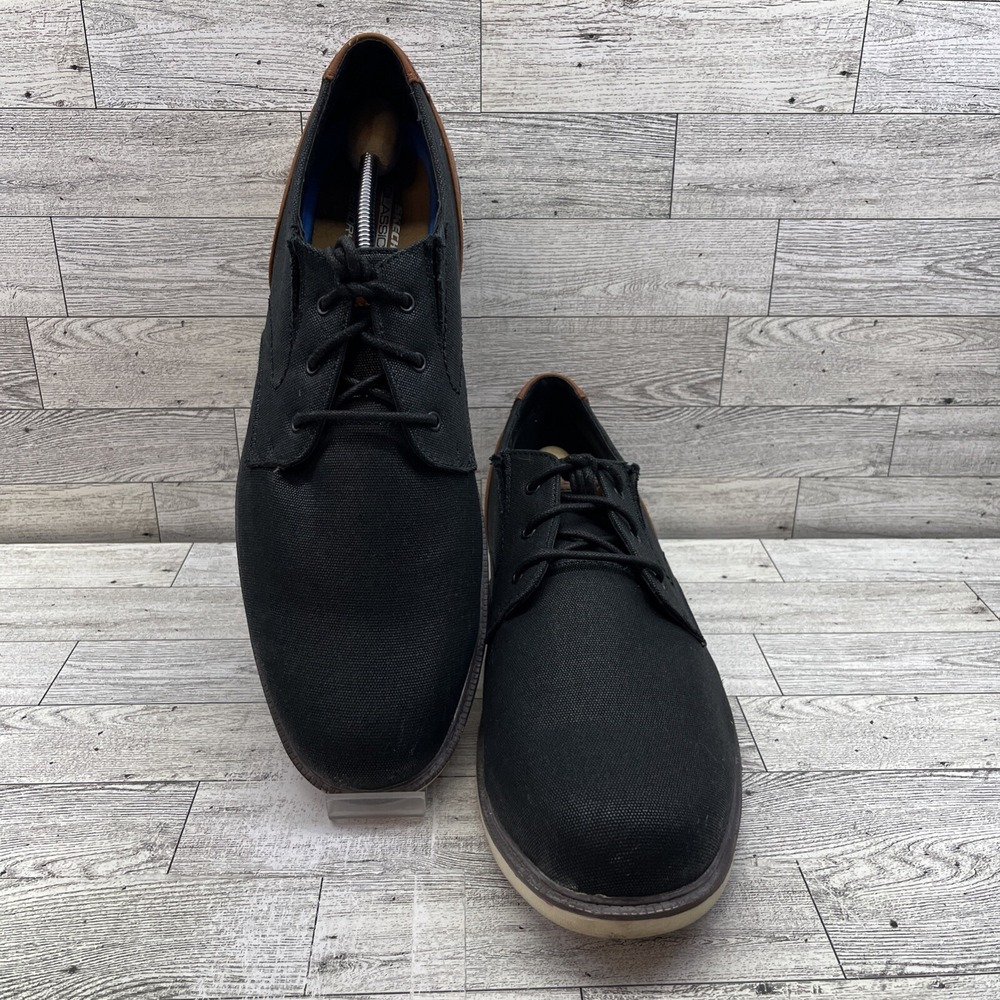 Skechers Matlo Bresen Black Brown Casual Oxford Shoes 204089‎ Men Size 13